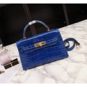 Replica Hermes Kelly 19cm Tote Bag crocodile Leather KL19 blue Tl759iF91