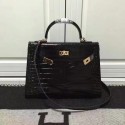 Replica Hermes Kelly 28cm Shoulder Bag Croco Leather K28 Black Tl902YP94