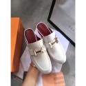 Replica Hermes Leather Slipper HO782LD white Tl3374UD97