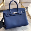 Replica Hermes original Epsom Leather HB35O blue&silver Metal Tl563BJ25