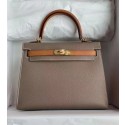 Replica Hermes Original Epsom Leather KEL2578 grey&brown Tl346Ac56