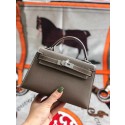 Replica Hermes original mini Kelly chevre mysore K19CM grey&silver Metal Tl601Sf59