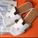 Replica Hermes Slipper Calfskin Leather HO0476 White Tl3398zR45
