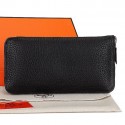 Replica Hermes Zipper Wallet Original Leather A309 Black Tl2256cK54