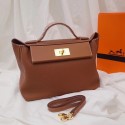 Replica High Quality Hermes Kelly togo Leather Tote Bag H2424 brown Tl581Jh90