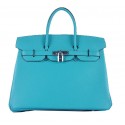 Replica Top Hermes Birkin 35CM Tote Bag Light BLue Grainy Leather Silver Tl1592Cq58