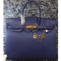 Replica Top Hermes Birkin 35CM Tote Bag Litchi Leather HB35GL Royal Tl1199Vx24