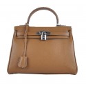 Replica Top Hermes Kelly 28cm Shoulder Bags Wheat Grainy Leather Silver Tl1564Vx24