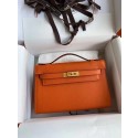 Replica Top Hermes Original Epsom Leather KEL2278 orange&gold-Tone Metal Tl365ll80