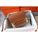 Replica Top Hermes Roulis 19cm Evercolor 9D H9003 brown&Gold Tl132Cq58