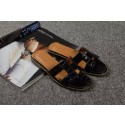 Replica Top Hermes Slipper Croco Leather HO0451 Black Tl3417Cq58