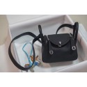 Top Hermes mini Lindy Togo Leather Bag LD19 black&Silver-Tone Metal Tl551yq38