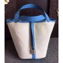 Top Hermes Picotin Lock 18cm Bag Canvas HPL8618T Blue Tl1006eo14