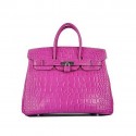 Top Quality Hermes Birkin 35CM Purple Croco Leather Tote Bag Silver Tl1921DO87