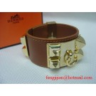 2010 Hermes Brown Leather Gold Bangle 1171 Tl2875Kn56