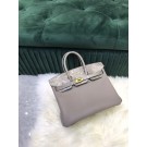 AAA Hermes Birkin Bag Original Leather crocodile togo HBK2530 light gray Tl479zK34