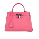 AAA Hermes Kelly 28cm Shoulder Bags Rosy Grainy Leather Silver Tl1574zK34