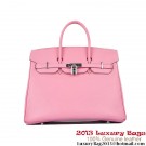AAA Replica Hermes Birkin 35CM Pink Clafskin Leather Tote Bag Silver Tl1918VB75