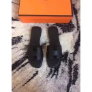 AAA Replica Hermes Leather Slipper HO742 Black Tl3378VB75
