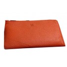 AAA Replica Hermes Zipper Wallet Grainy Leather HA309 Orange Tl2165Oy84