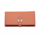 AAAAA Hermes Bearn Japonaise Bi-Fold Wallet Grainy Leather H68942 Wheat Tl2178aM93