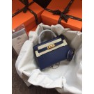AAAAA Hermes Kelly 20cm Tote Bag Original Epsom Leather KL20 Blue Tl772Qa67