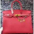 AAAAA Imitation Hermes Birkin 35CM Tote Bag Litchi Leather HB35GL Rose Tl1192Sy67