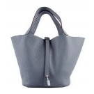 Best Hermes Picotin Lock PM Bags Clemence Leather H8615 Grey Tl1412kr25