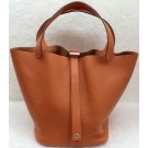 Fashion Hermes Picotin Lock 22cm Bags Litchi Leather HPL1048 Orange Tl1210Of26