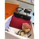 First-class Quality Hermes Herbag 31CM Original Canvas Leather & Calfskin 45987 Black&Red Tl824xO55
