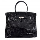 Hermes Birkin 35CM Tote Bag Black Iridescent Croco Leather Silver Tl1614fH28