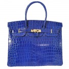 Hermes Birkin 35CM Tote Bag Blue Iridescent Croco Leather Gold Tl1613Pf97