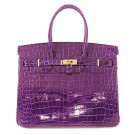 Hermes Birkin 35CM Tote Bag Purple Iridescent Croco Leather Gold Tl1608sY95