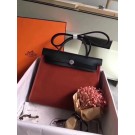 Hermes Herbag 31CM Original Canvas Leather & Calfskin 45987 Wine&Black Tl818iv85