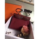 Hermes Herbag 31CM Original Canvas Leather & Calfskin 45987 Wine Tl822yk28