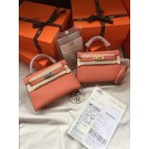 Hermes Kelly 19cm Shoulder Bags Epsom Leather KL19 pink Tl432uk46