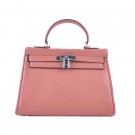 Hermes Kelly 28cm Shoulder Bags Light Pink Grainy Leather Silver Tl1566De45