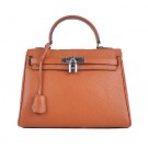 Hermes Kelly 28cm Shoulder Bags Orange Grainy Leather Silver Tl1576Va47
