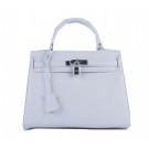 Hermes Kelly 28cm Shoulder Bags White Grainy Leather Silver Tl1578Mc61