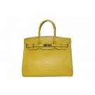 Hermes Kelly 35cm Top Handle Bag Lemon Ostrich Leather Gold Tl1824VI95