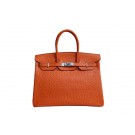 Hermes Kelly 35cm Top Handle Bag Orange Ostrich Leather Silver Tl1829cf57