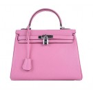 Imitation Fashion Hermes Kelly 28cm Shoulder Bags Sakura Grainy Leather Silver Tl1559kd19
