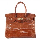 Imitation Hermes Birkin 35CM Tote Bag Brown Iridescent Croco Leather Gold Tl1611VO34