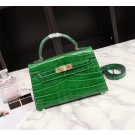Imitation Hermes Kelly 19cm Tote Bag crocodile Leather KL19 green Tl758Xr29