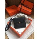 Replica Hermes Clutch Epsom calfskin cross-body bag H0589 black Tl754ED66