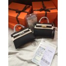 Replica Hermes Kelly 19cm Shoulder Bags Epsom Leather KL19 black Tl431cK54
