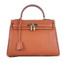 Replica Hermes Kelly 28cm Shoulder Bags Orange Grainy Leather Gold Tl1577AP18