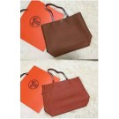 Replica Hermes Shopper Double-Sided Bag Original Leather HS1209 Orange&Wheat Tl1143ij65