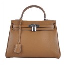 Replica Top Hermes Kelly 28cm Shoulder Bags Wheat Grainy Leather Silver Tl1564Vx24