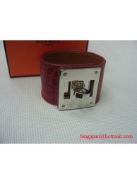 2009 Hermes Red Crocodile Silver Bangle 1171 Tl2865Av26